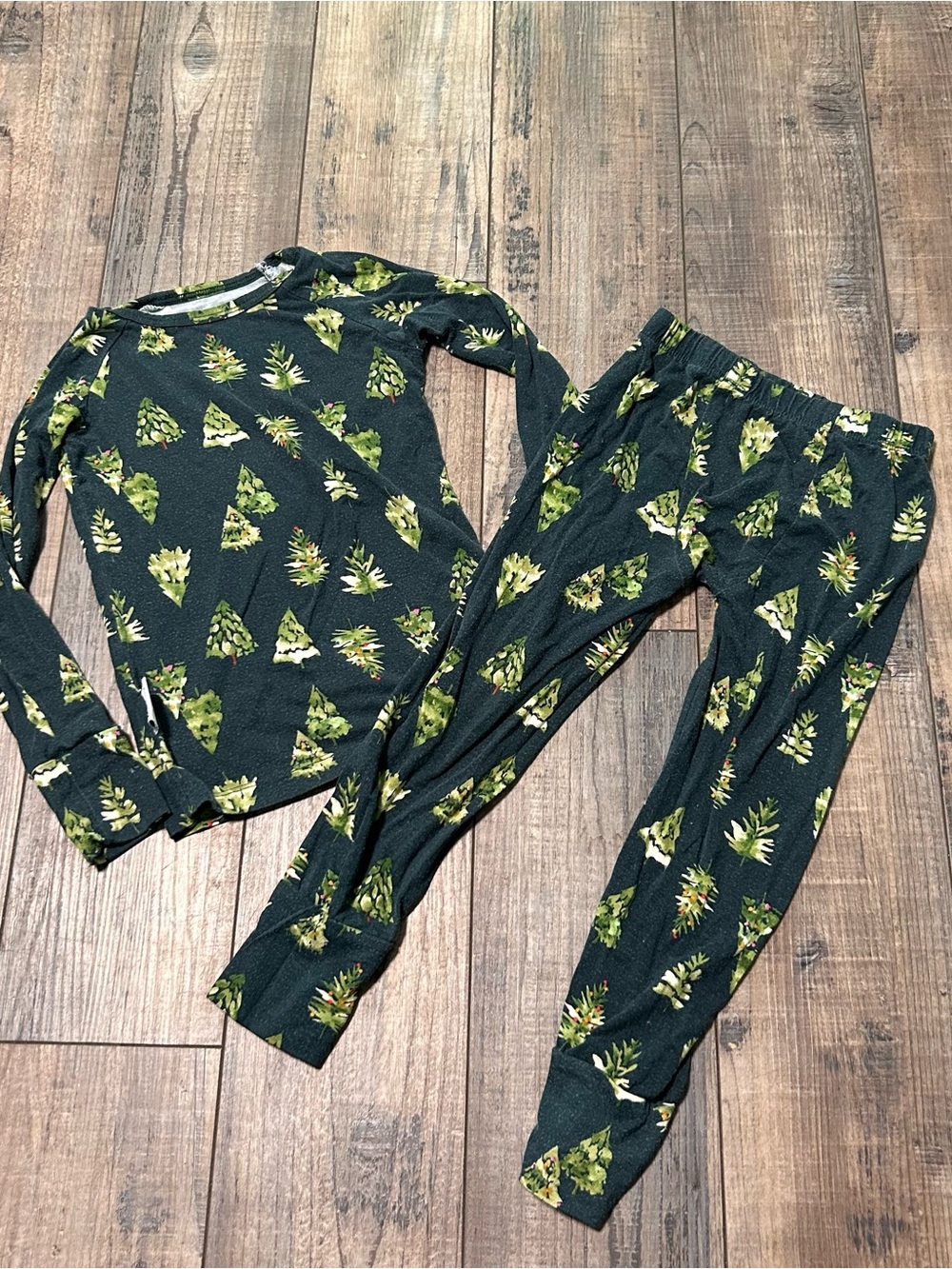 Joss + J Baby Bamboo Pajama Set 2T Green Christmas Tree Print 2 Piece Sleepwear